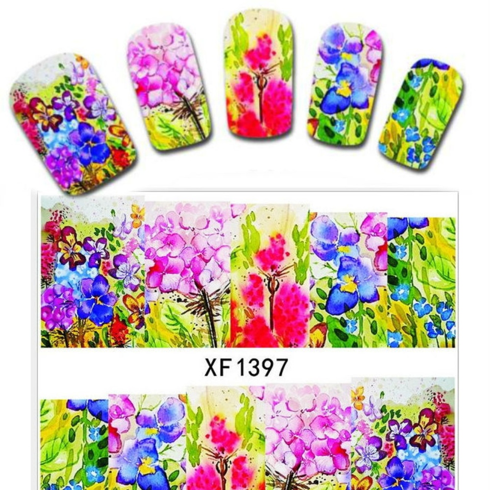 Wild Flower - Nail Art Decal - blue95